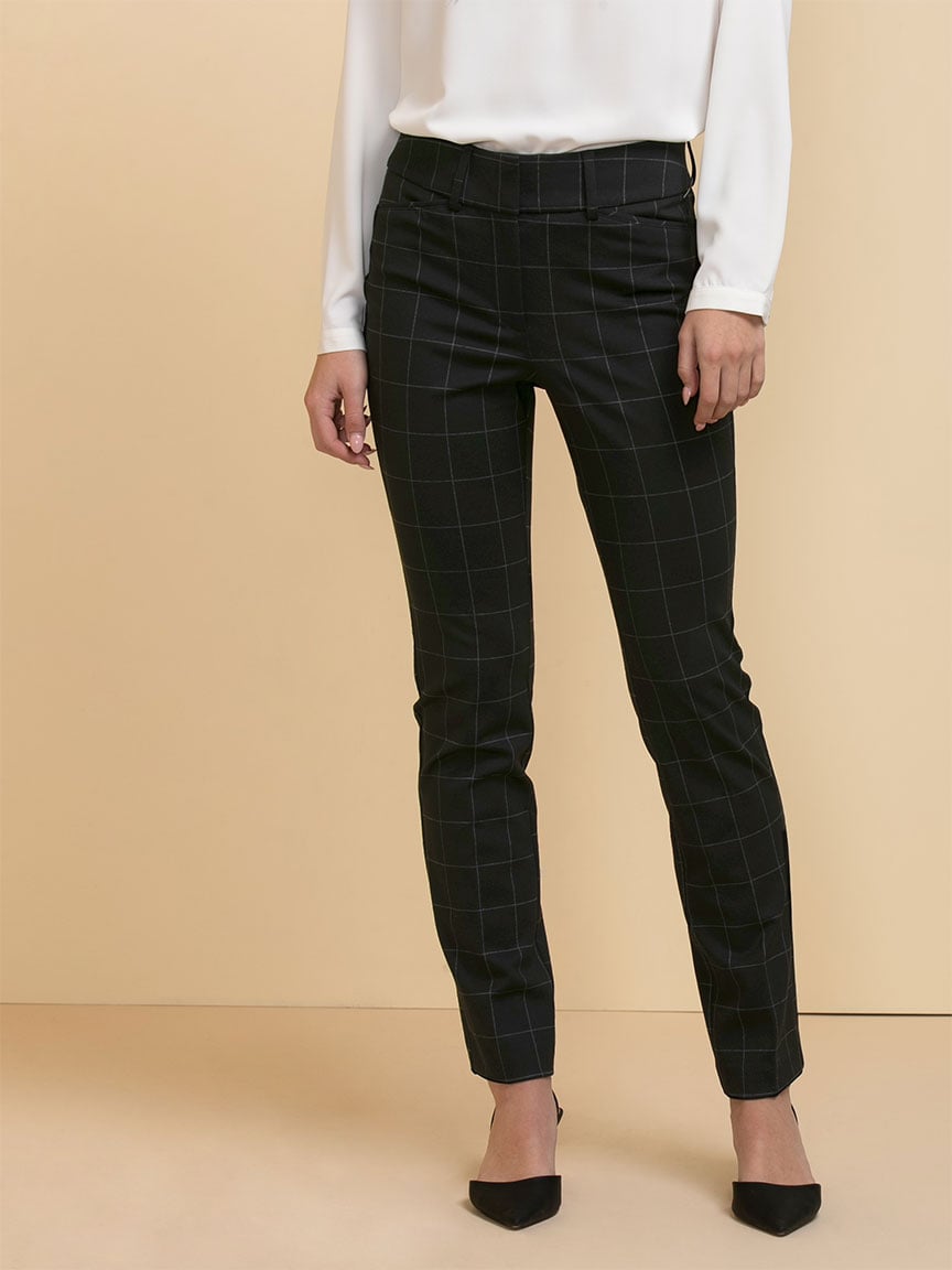 Spencer Straight Leg Pants Windowpane Luxe Ponte