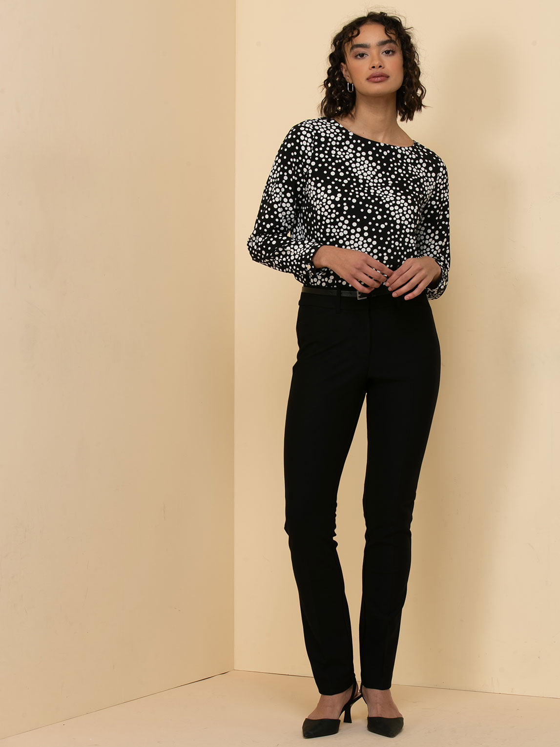 Lydia Long Sleeve Boatneck Button-Back Blouse