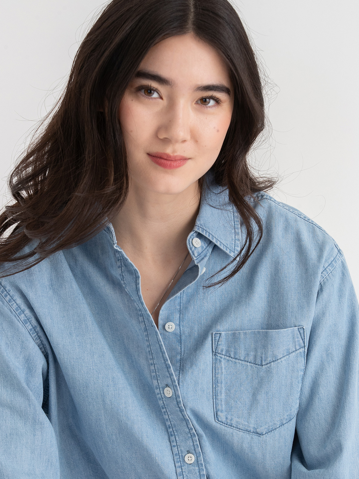 Relaxed Denim Button-Up Shirt