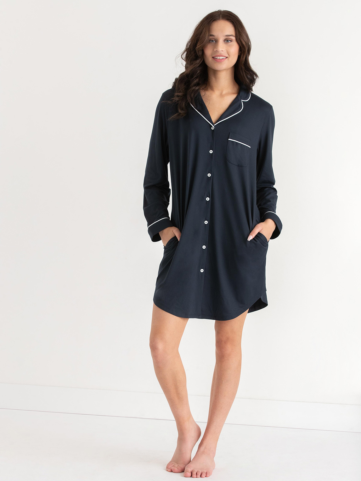 Long Sleeve Button-Down Sleep Shirt