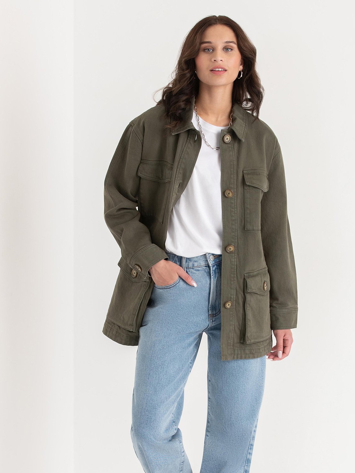 Belted Twill Chore Coat
