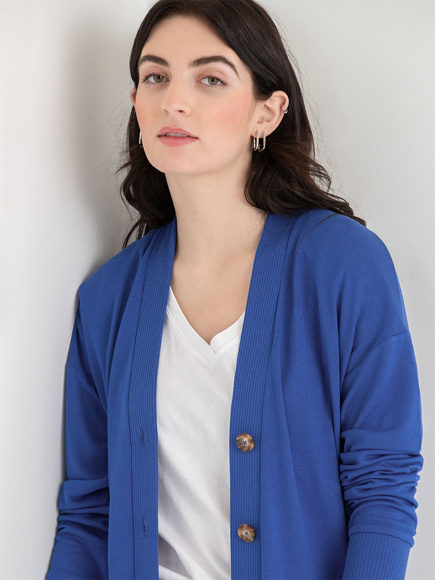 Long Button-Front Cardigan