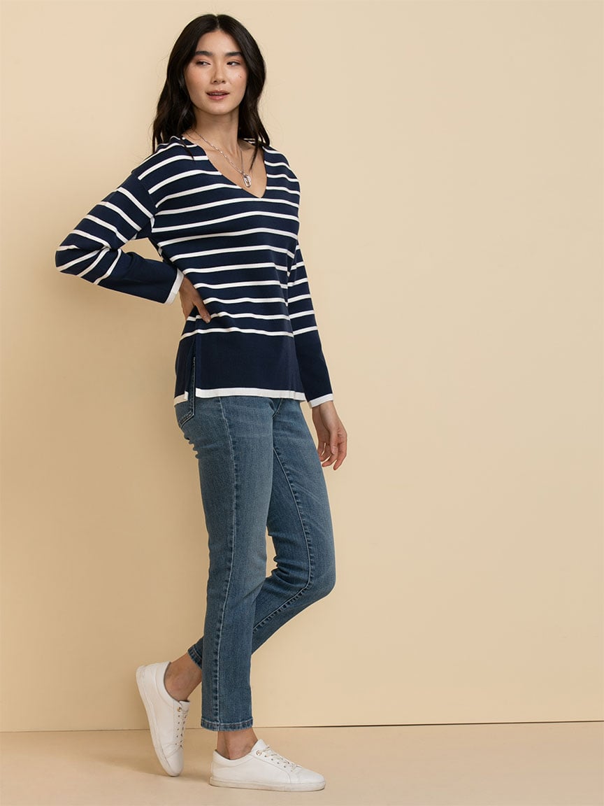 V-Neck Mid-Length Sweater