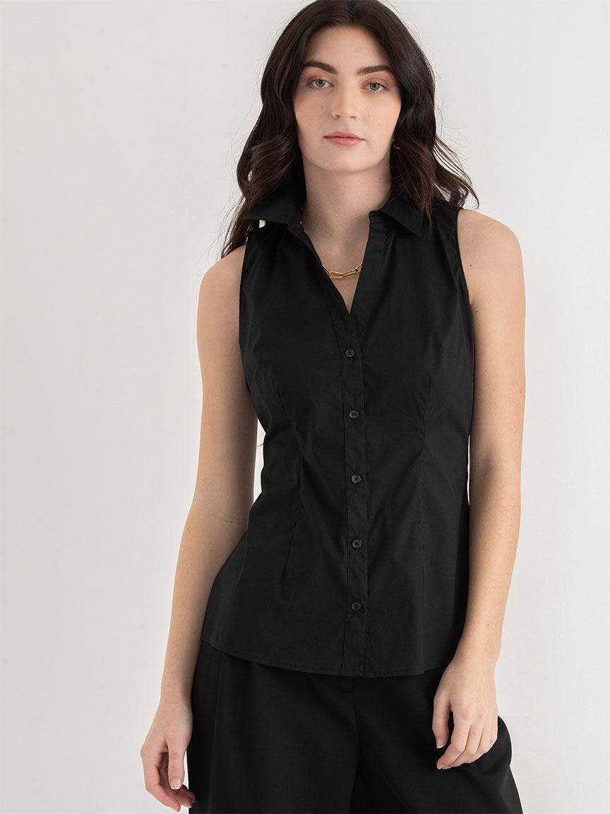 Talia Sleeveless Fitted Collar Shirt