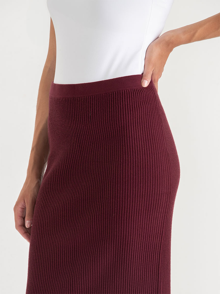Ribbed Knit Column Midi Skirt