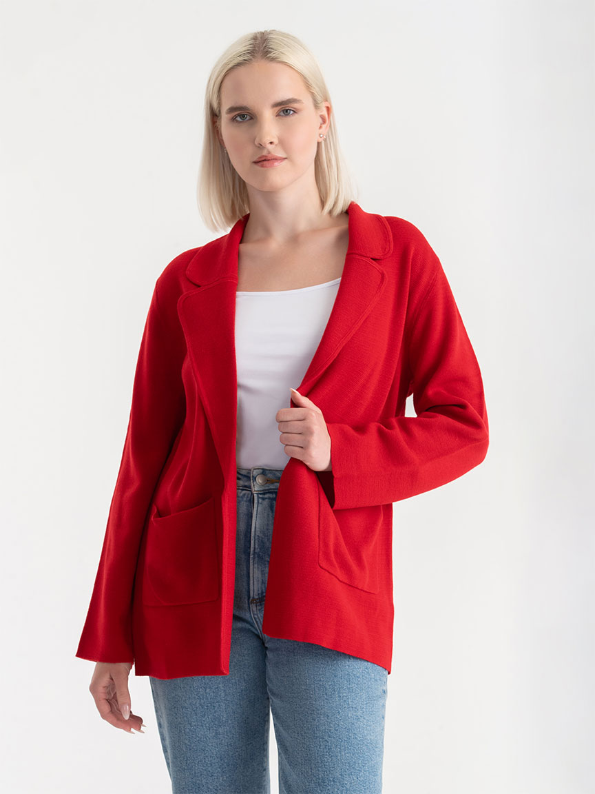 Notched Lapel Blazer Sweater