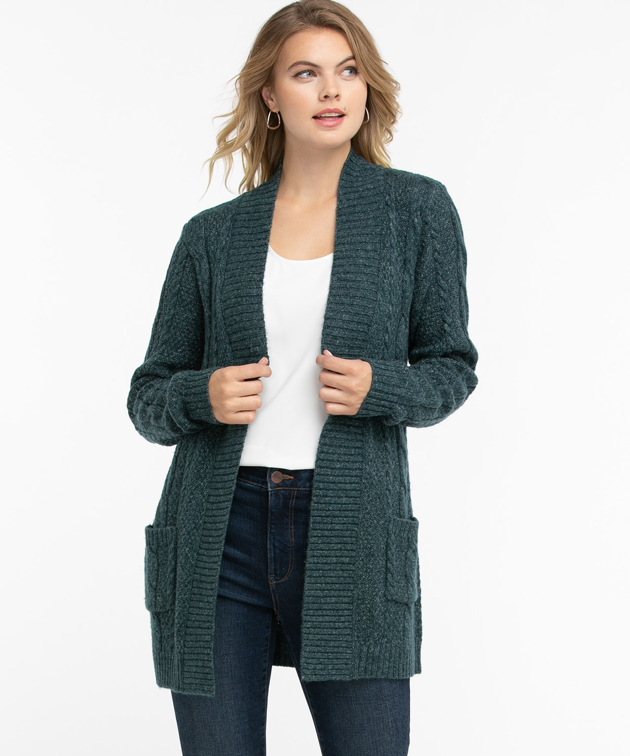 Patch Pocket Cable Knit Cardigan