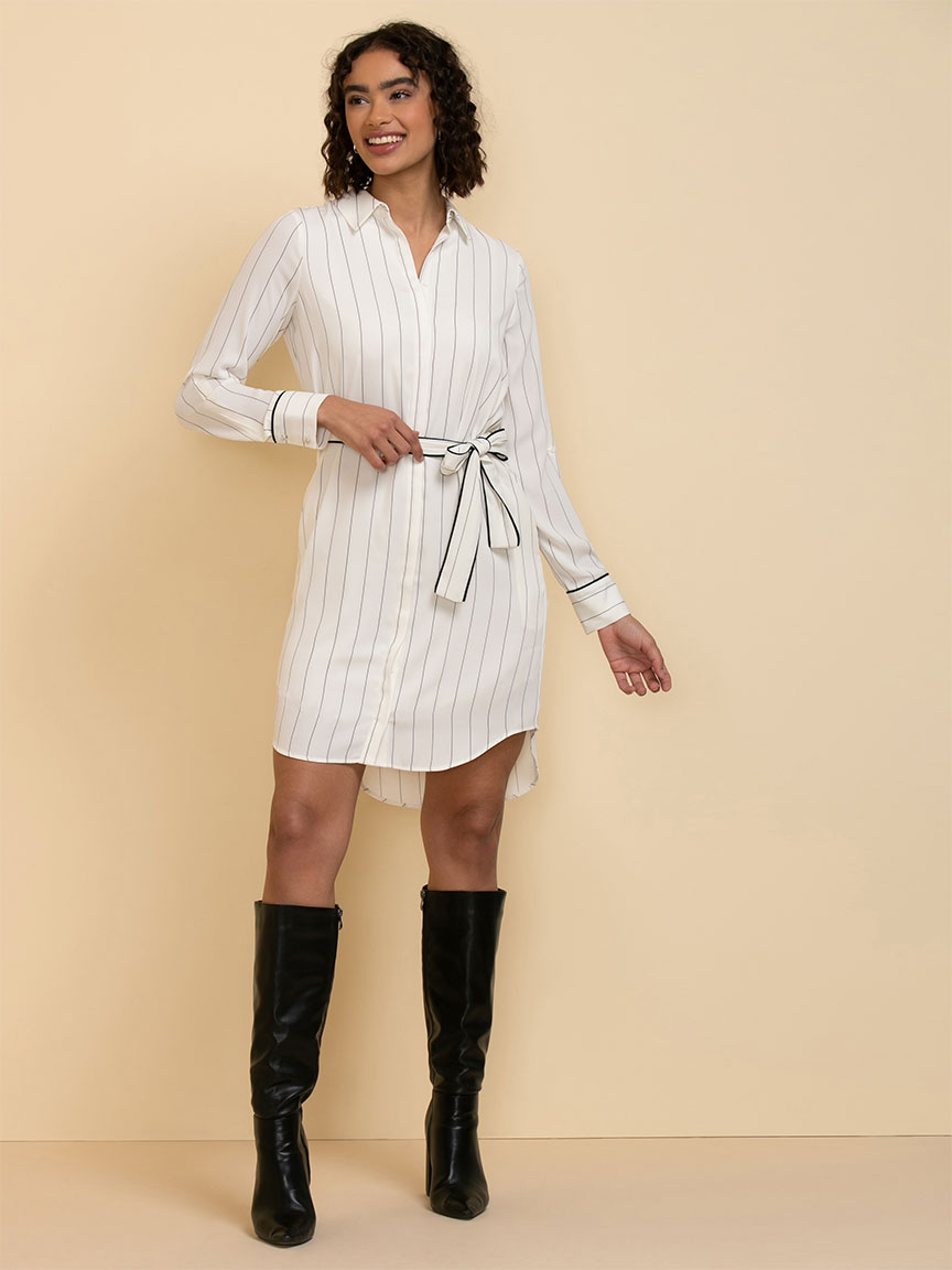 Long Sleeve Belted Shirtdress