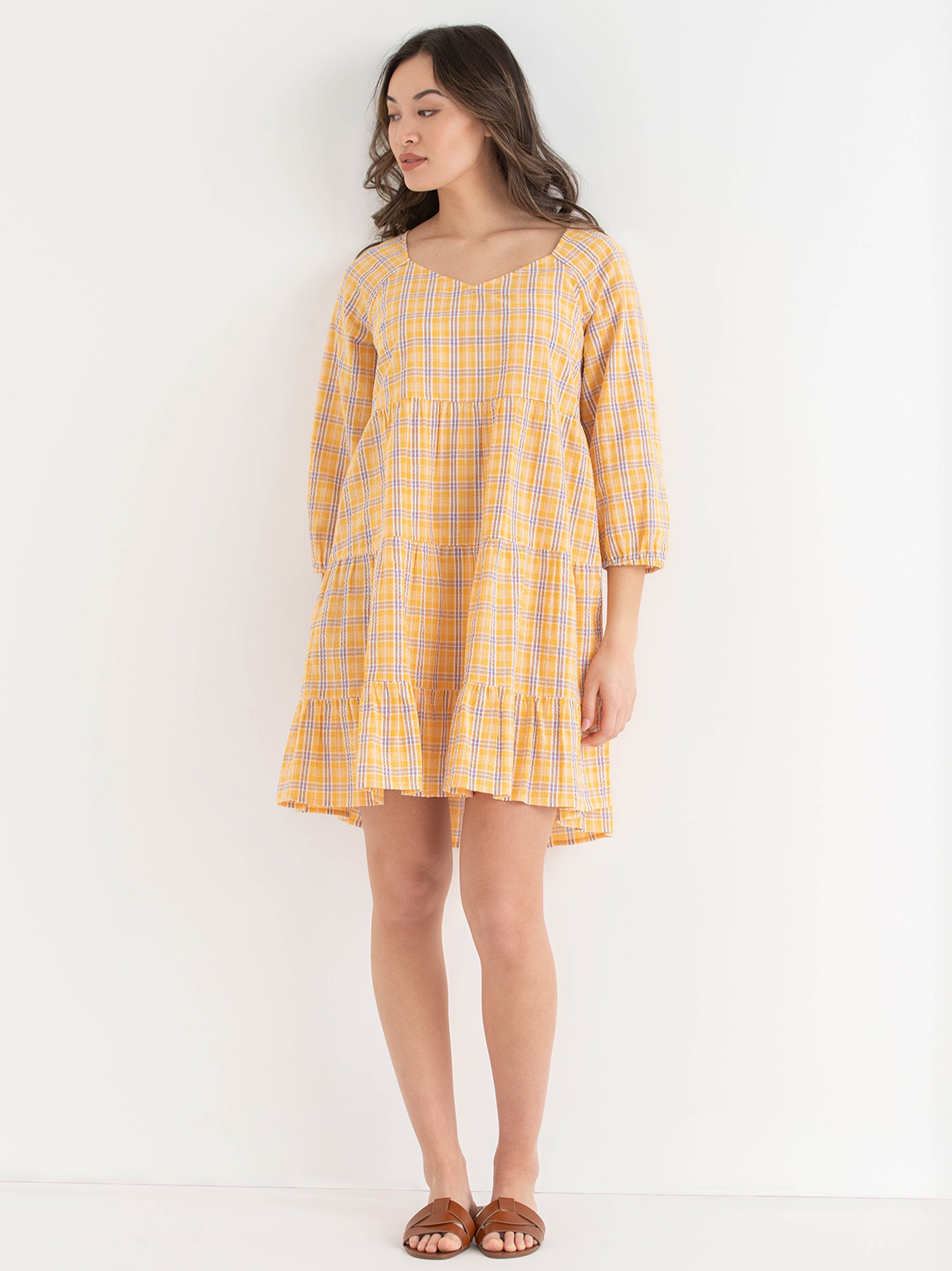 Plaid Tiered Dress