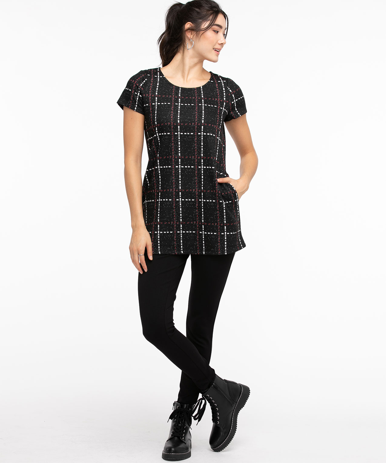 Ponte Short Sleeve Tunic Top