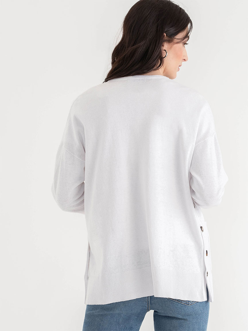 Relaxed Linen-Blend Open Front Cardigan