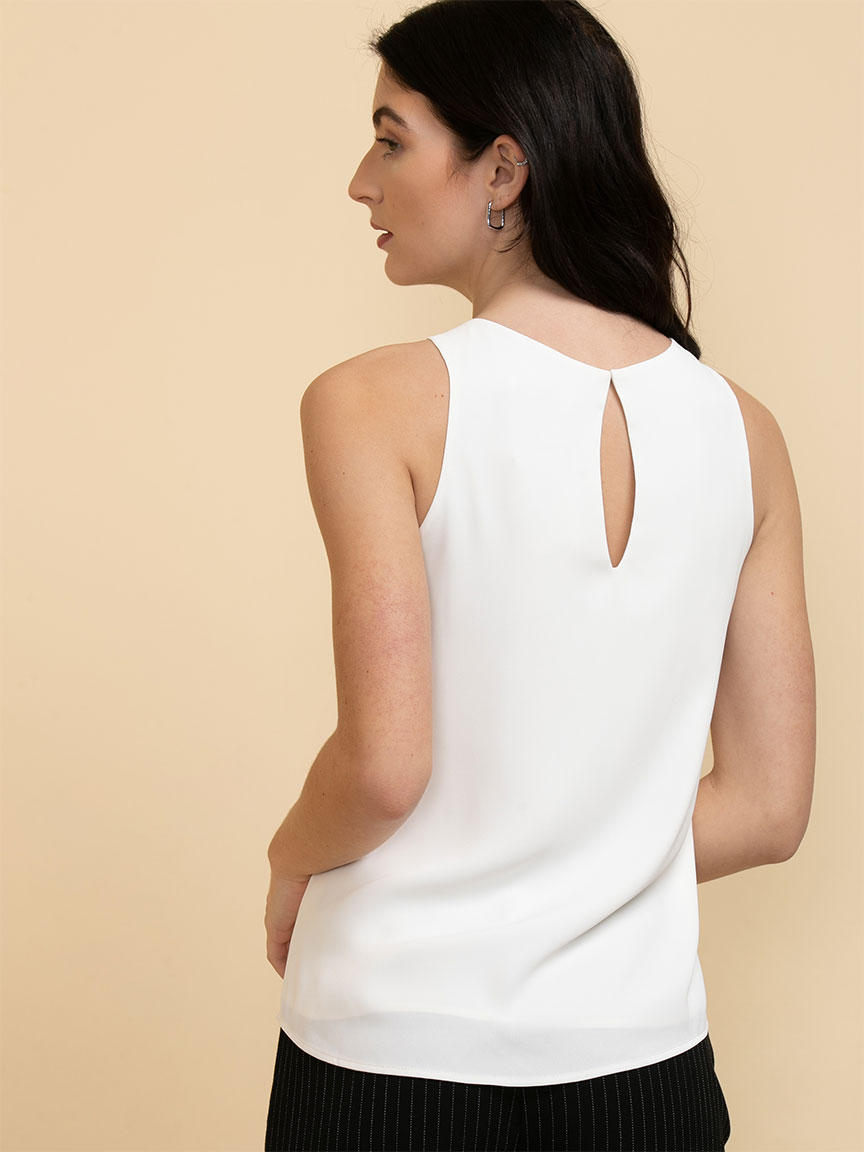 Pleat Neck Sleeveless Blouse