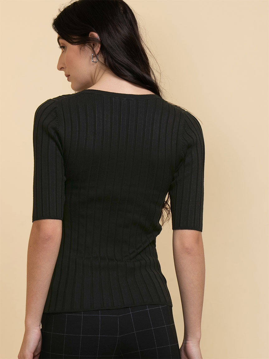 Elbow Sleeve Ribbed Sweater