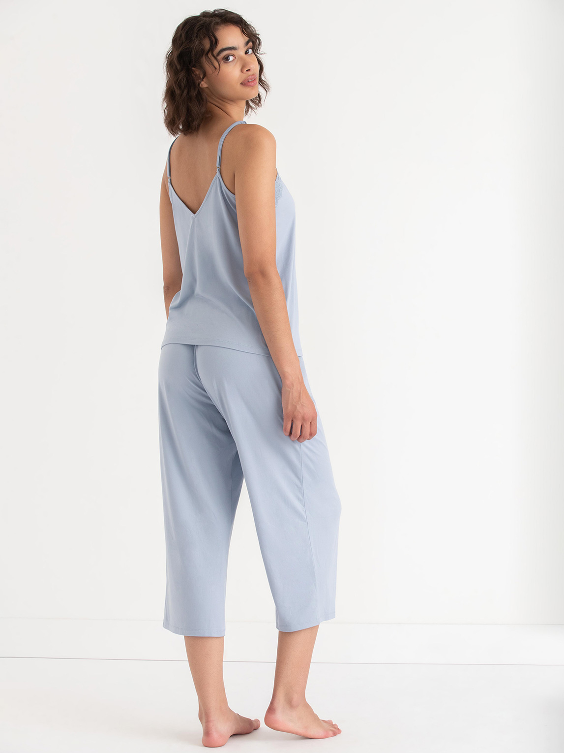 Lace Trim Cami with Crop Pant Sleepset
