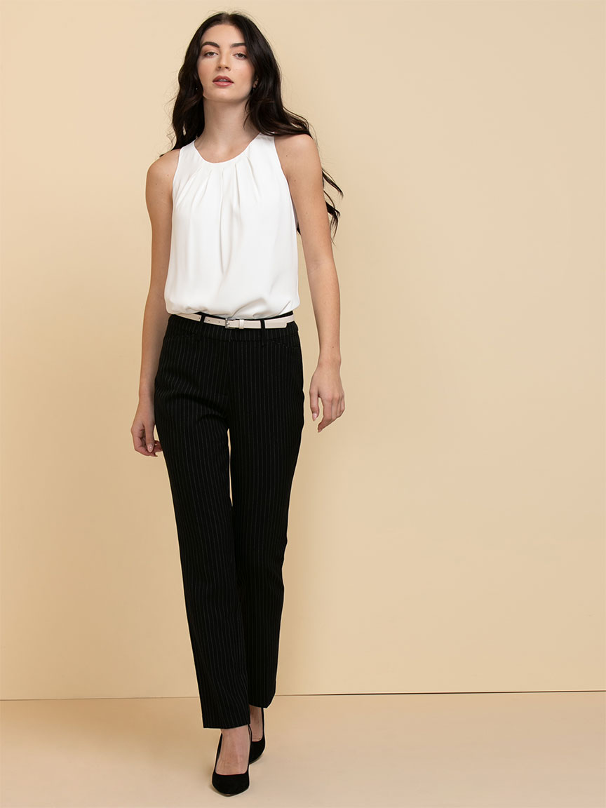 Paulina Pleat Neck Sleeveless Blouse