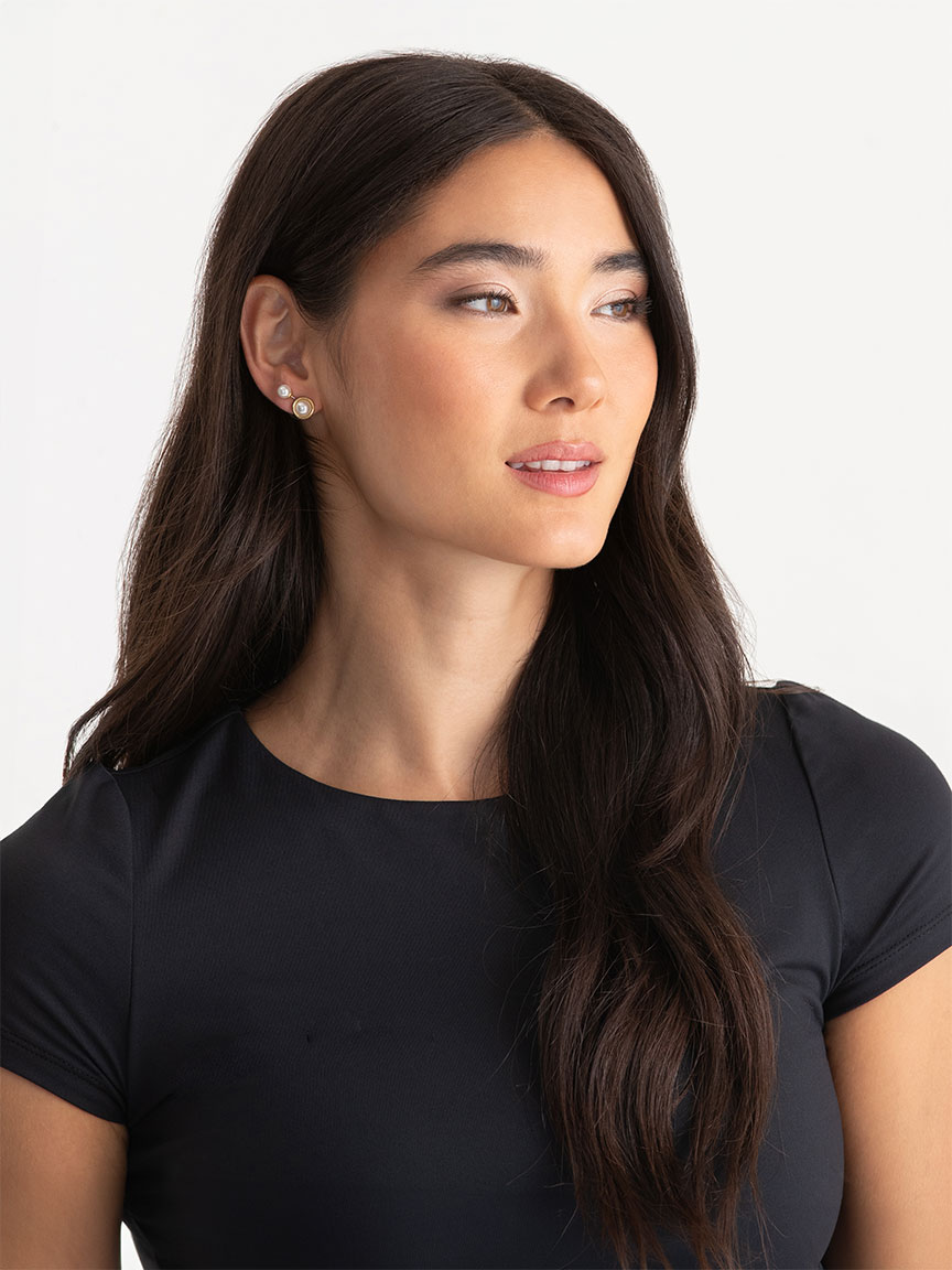 Pearl & Gold Metal Earring Trio Set