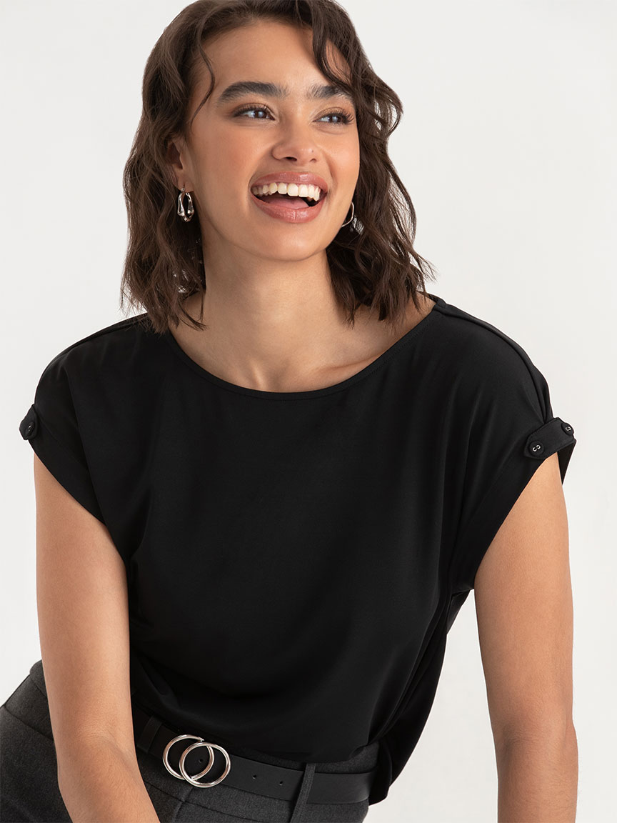 Sydney Scoop Neck Tab Sleeve Top