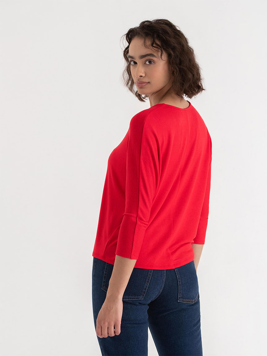 Easy V-Neck Hacci Knit Top