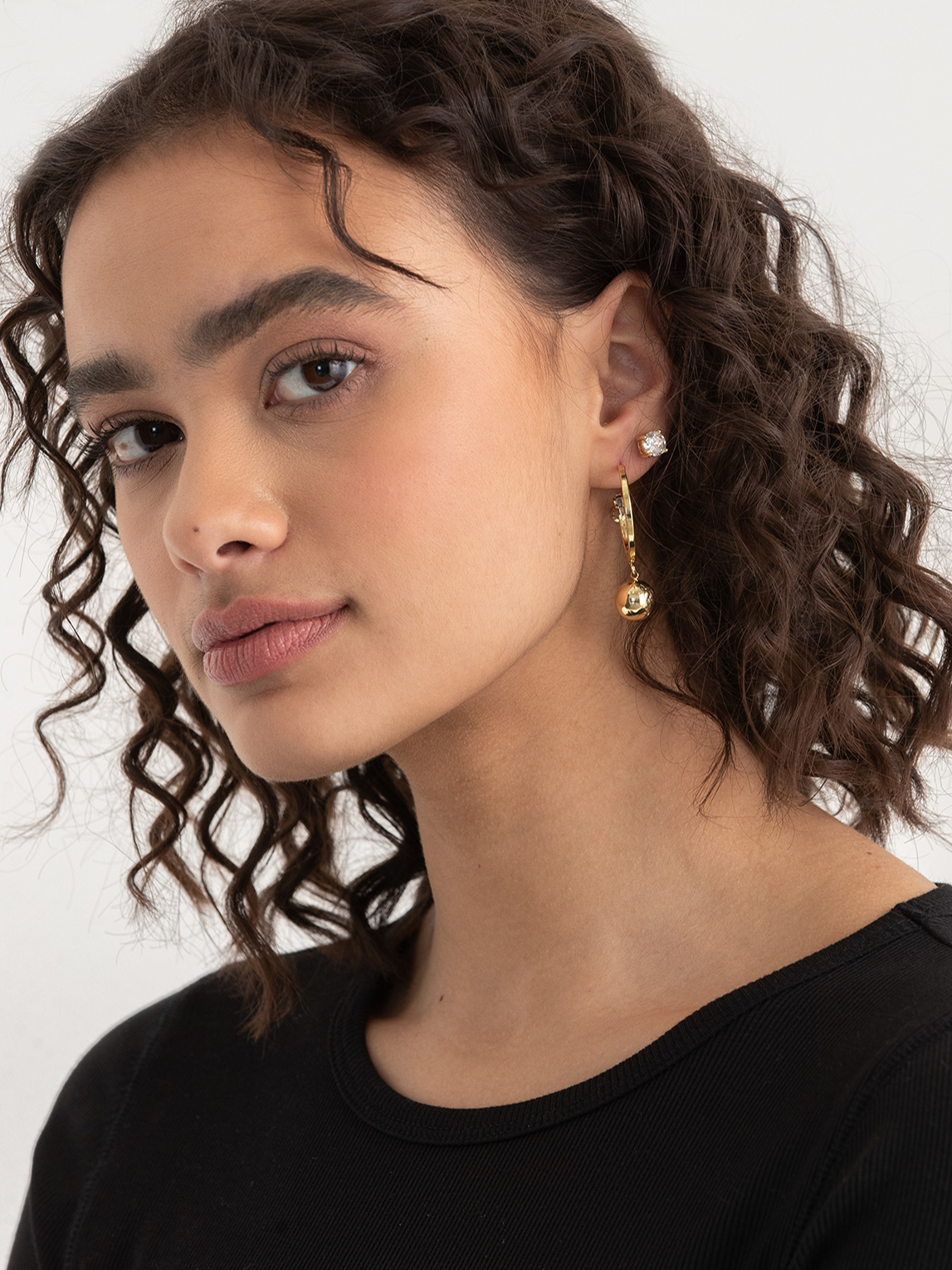 Stud/Pave Hoop/Large Hoop Earring Trio