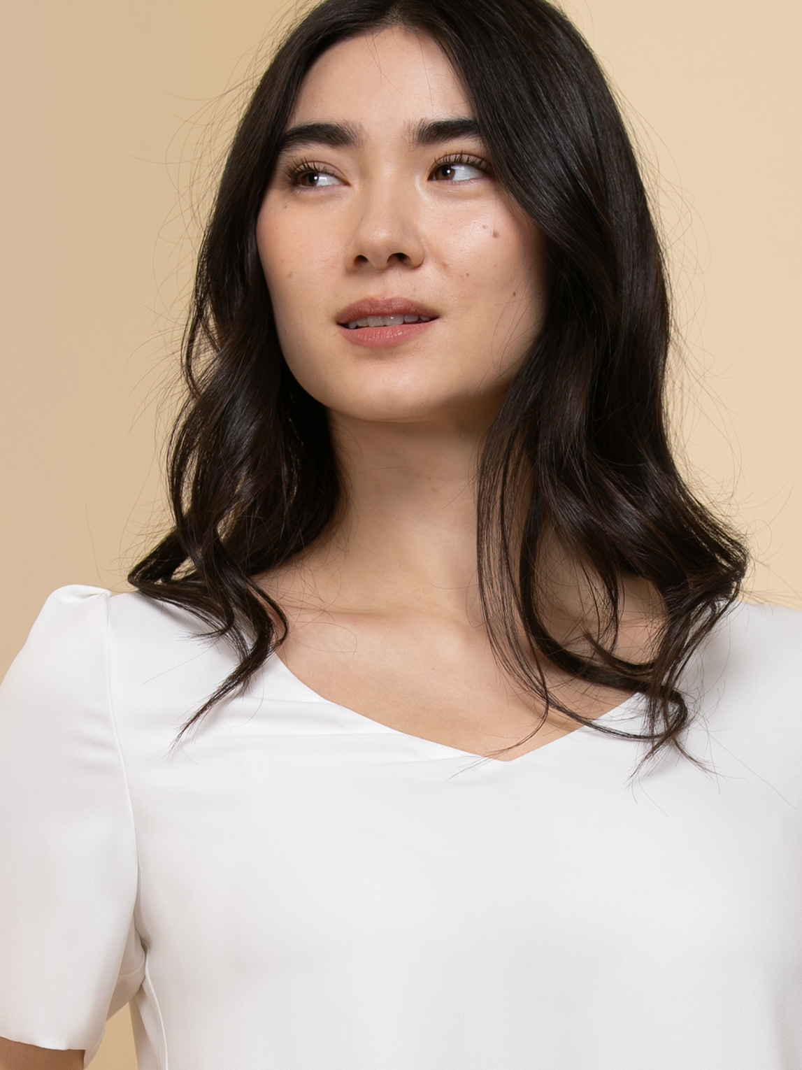 Vera Short Sleeve 2-Layer Essential V-Neck Blouse