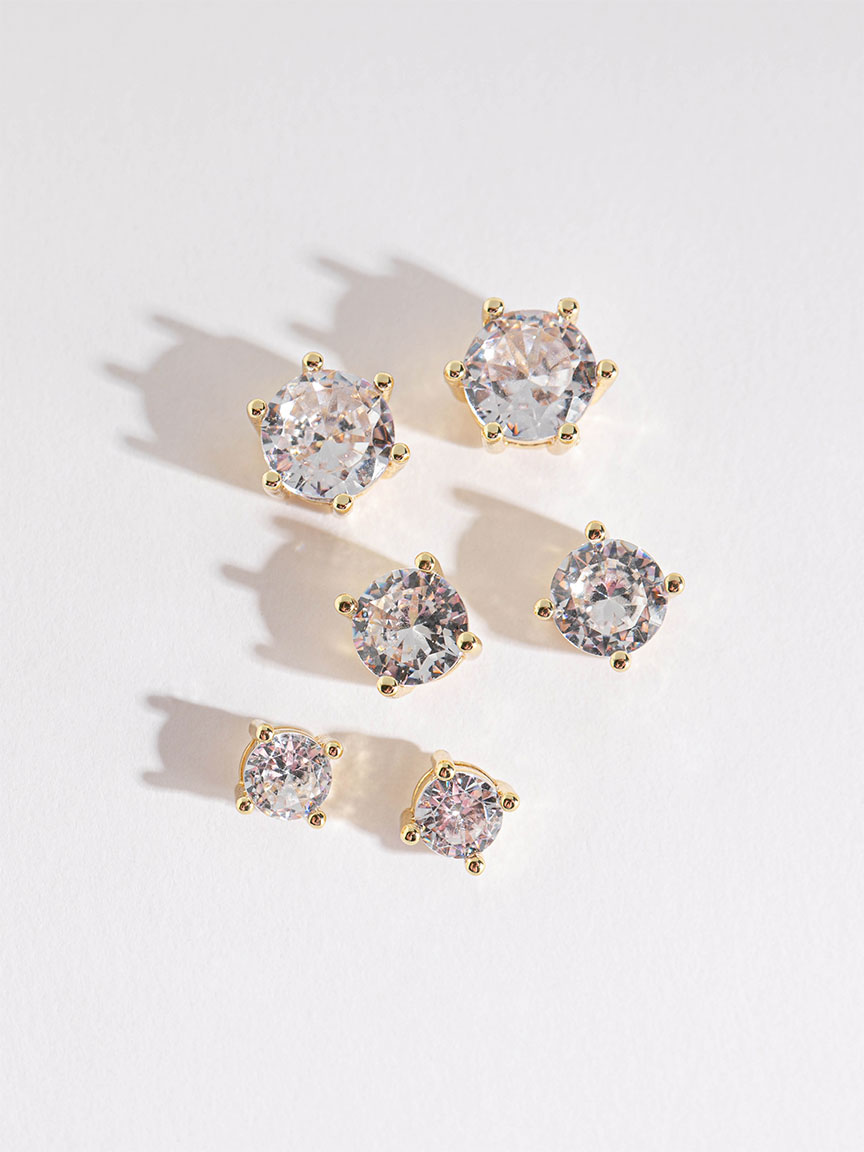 Crystal Stud Earring Trio