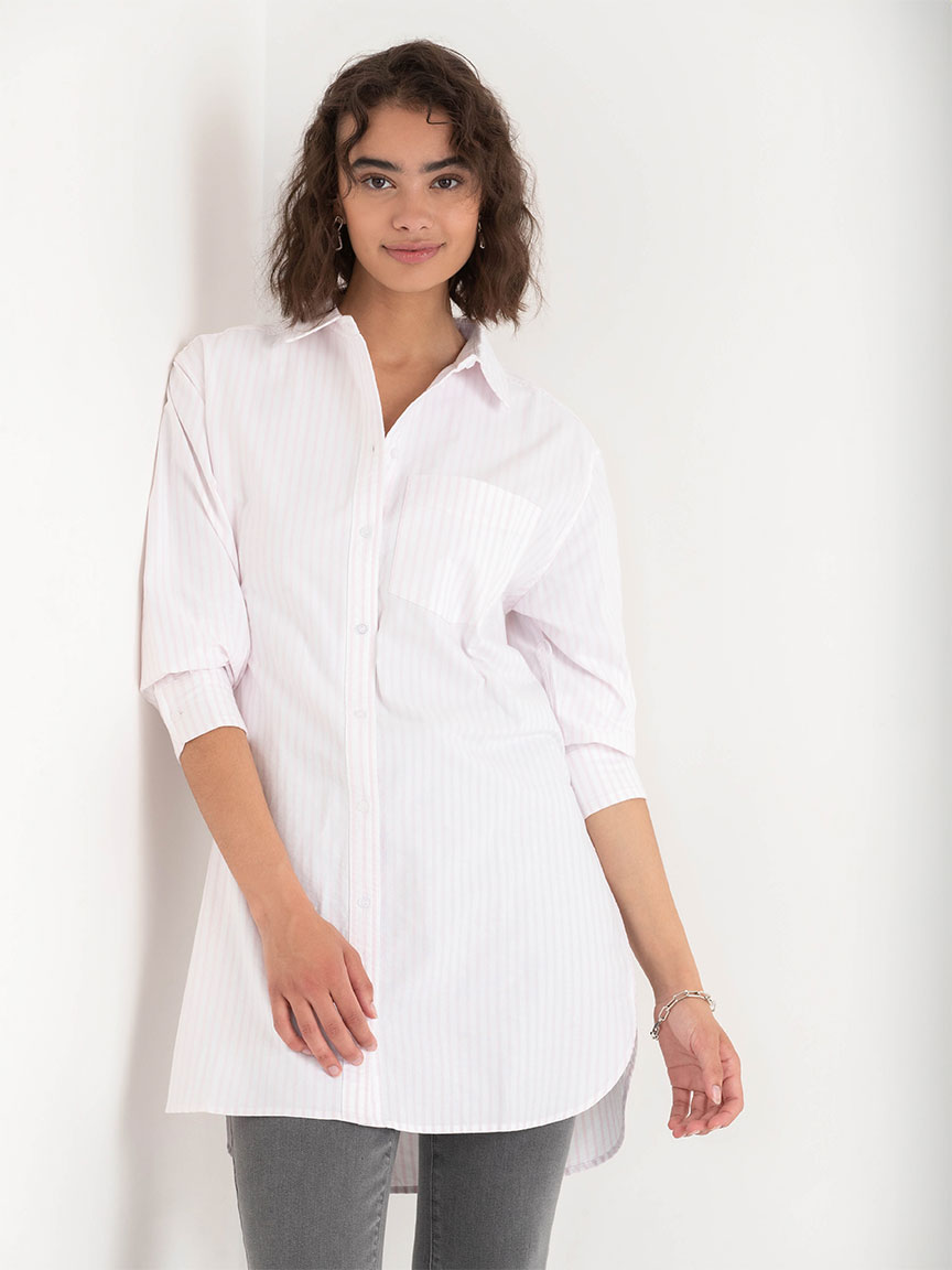 Relaxed Tunic Length Cotton Shirt