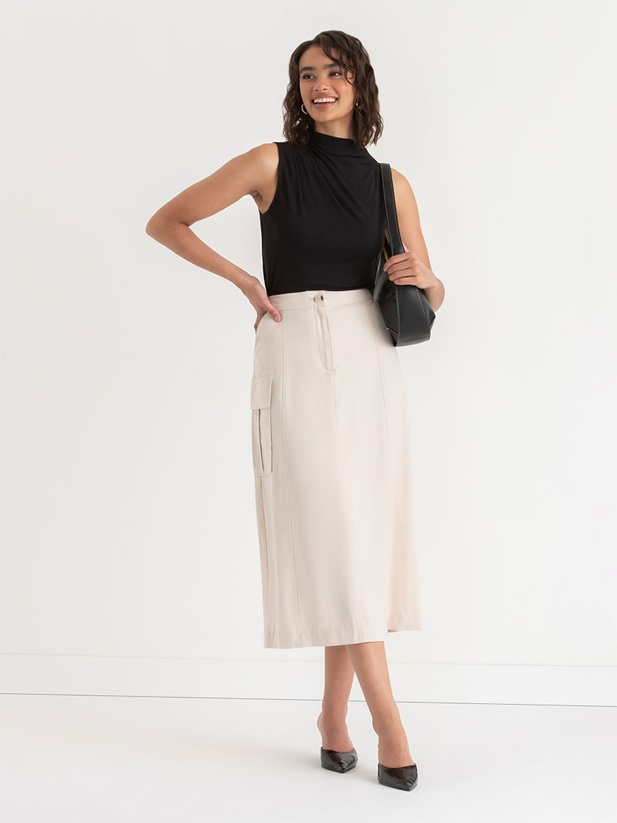 Sleeveless Cowl Mock Neck Top