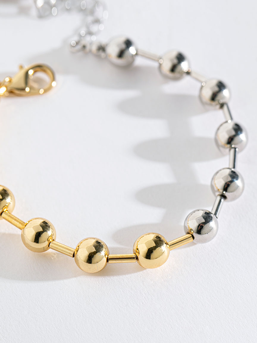 Mixed Metal Spheres & Posts Bracelet