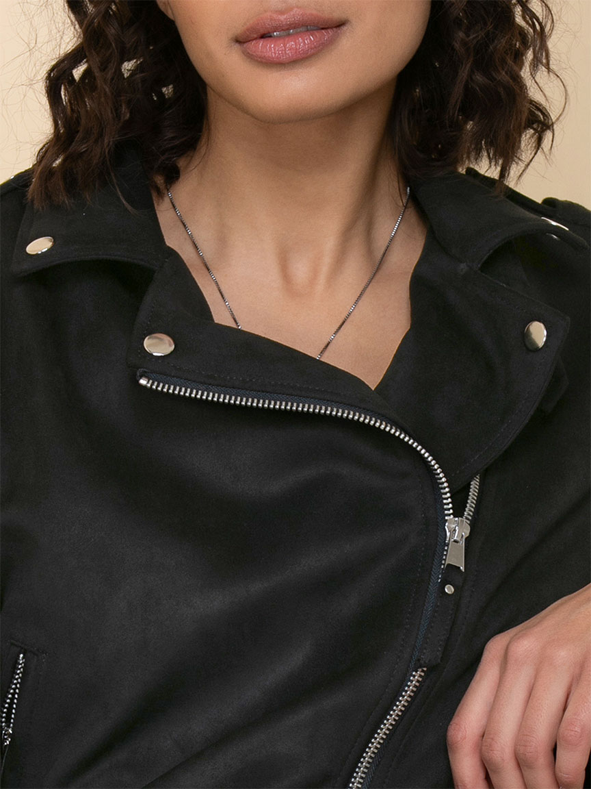 Faux Suede Motorcycle Jacket