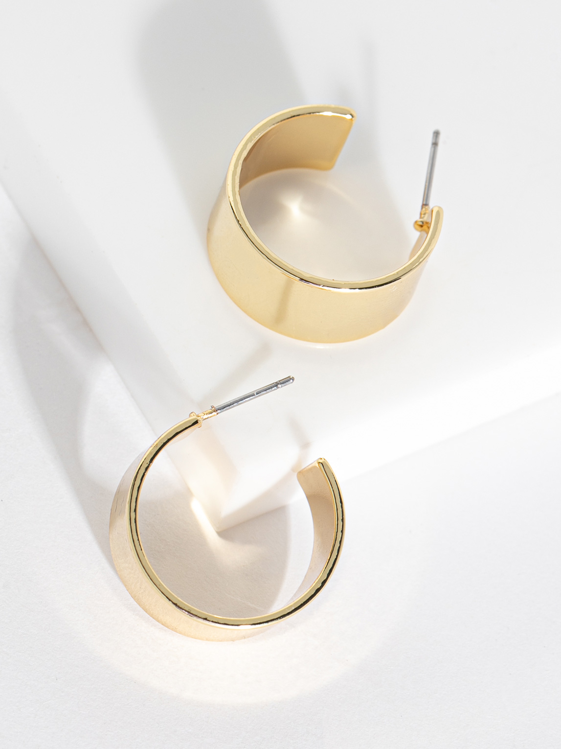Gold Wide Flat Hoop Earrings