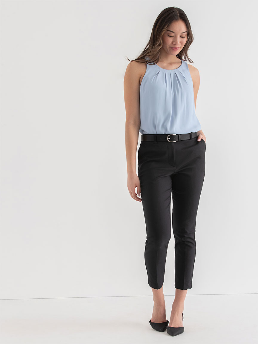 Pleat Neck Sleeveless Blouse