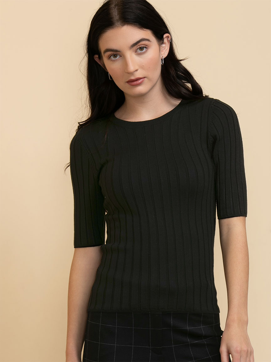 Elbow Sleeve Ribbed Sweater