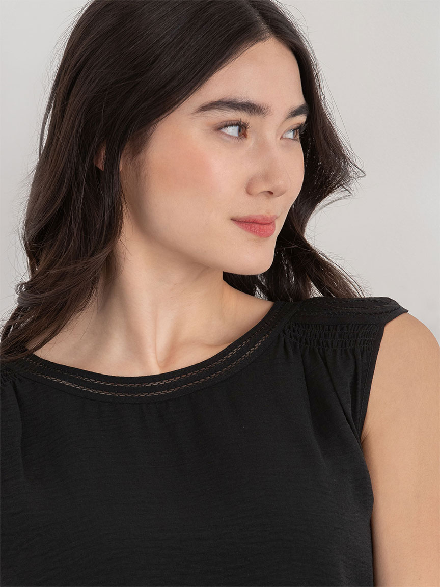 Sleeveless Blouse with Shoulder Trim