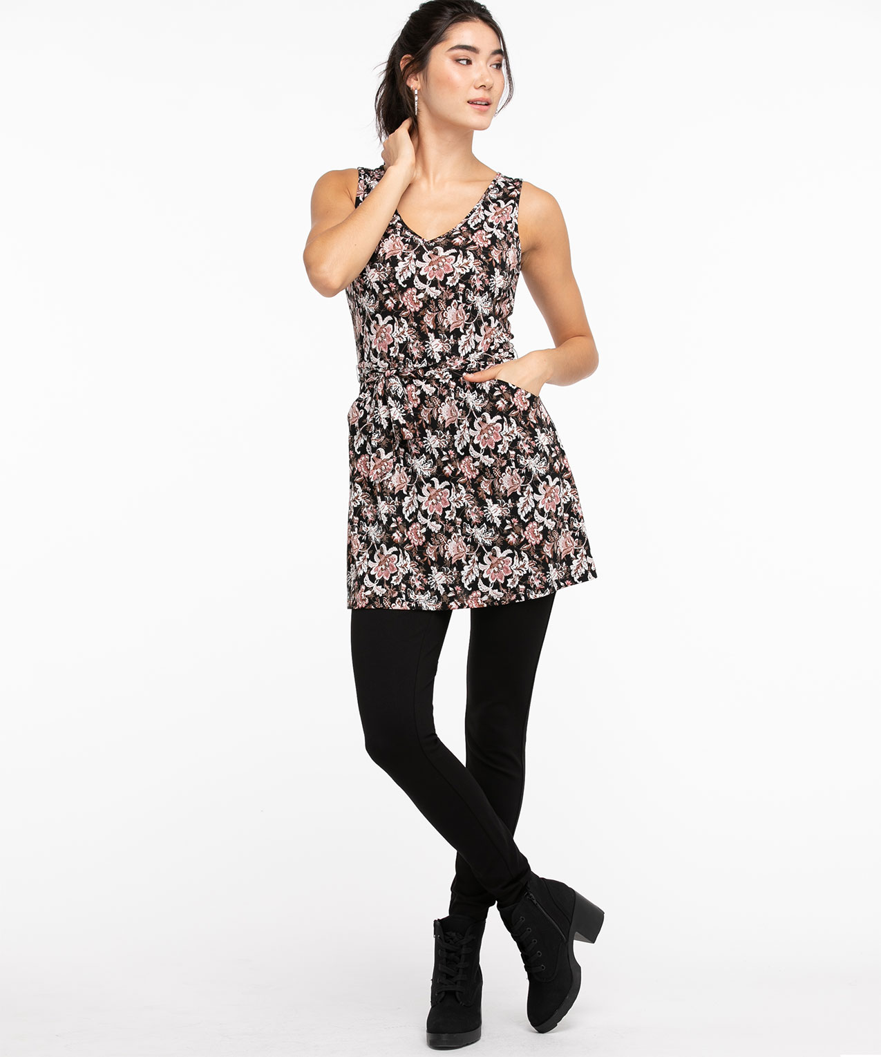 Eco-Friendly Tie-Waist Tunic Top