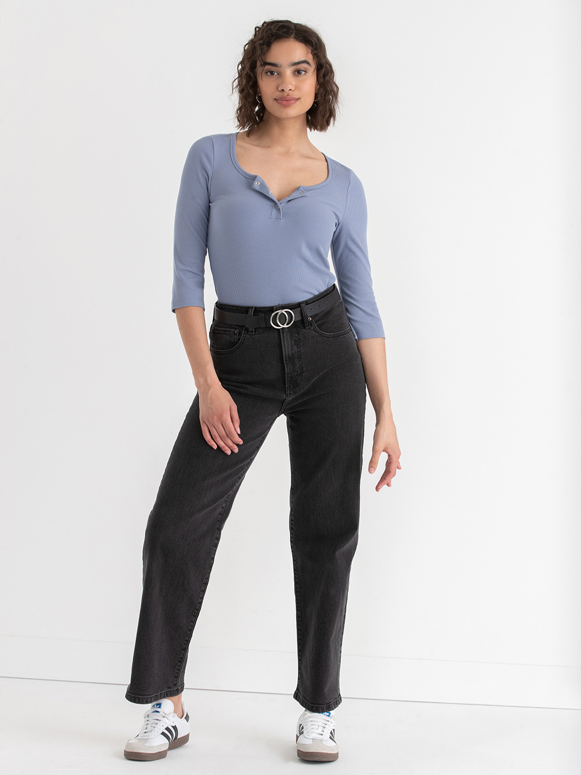 Henley Scoop Neck Top
