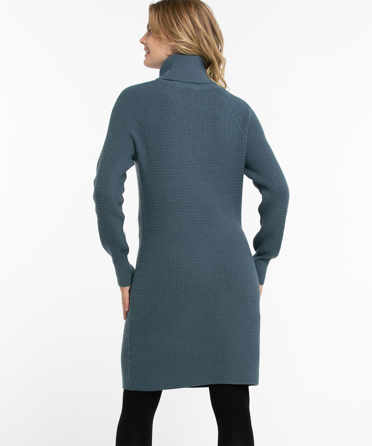 Waffle Stitch Cowl Neck Dress
