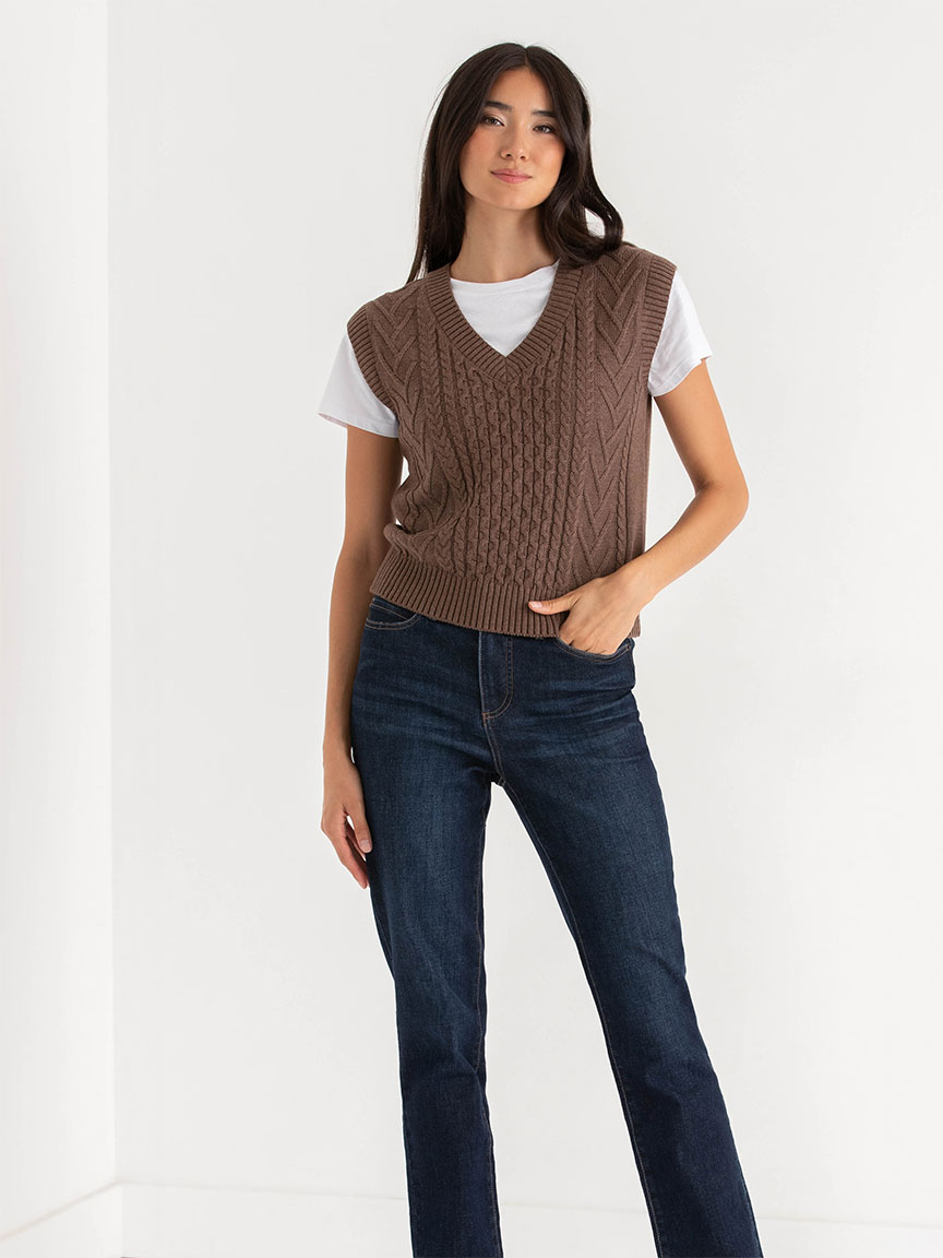 Cable Knit V-Neck Sweater Vest