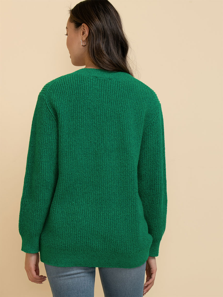 Fluffy V-Neck Sweater Apple Green KNIT000376 – NOMAD