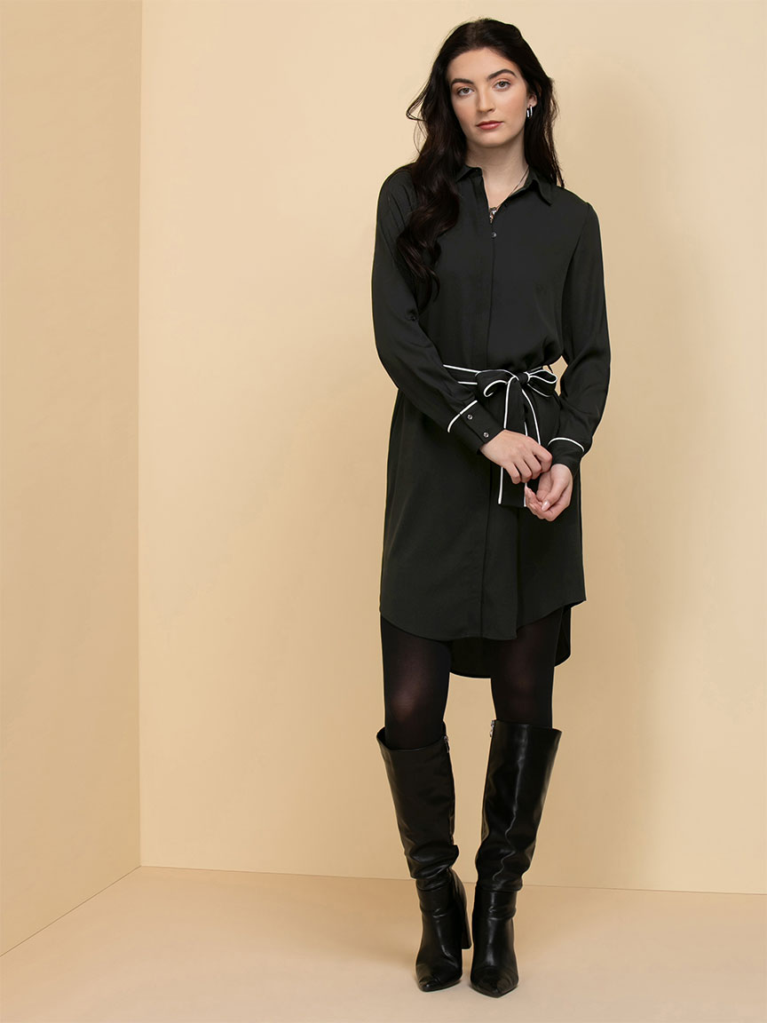 Long Sleeve Belted Shirtdress