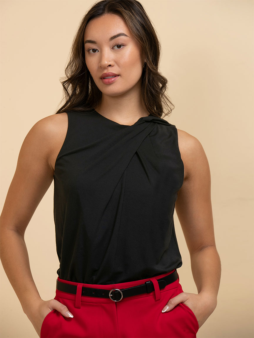 Sleeveless Twist Neck Top