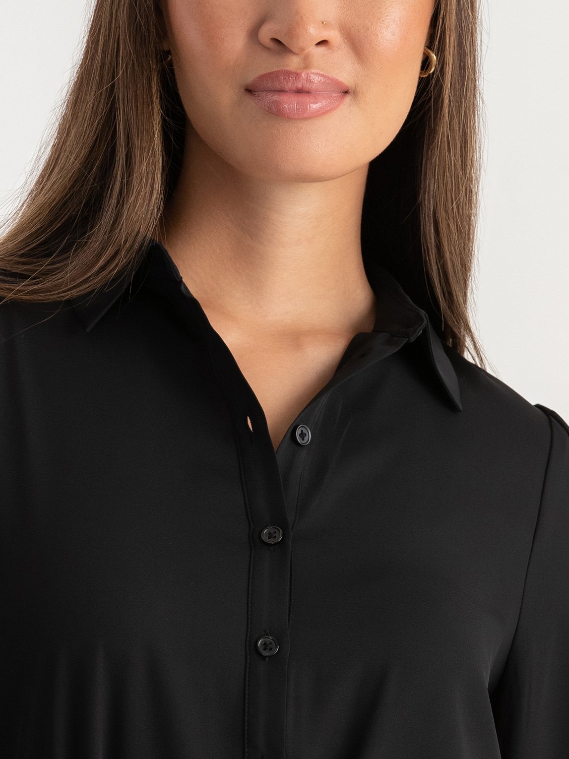 Collared Button Front Dress with Tie Waist Rickis