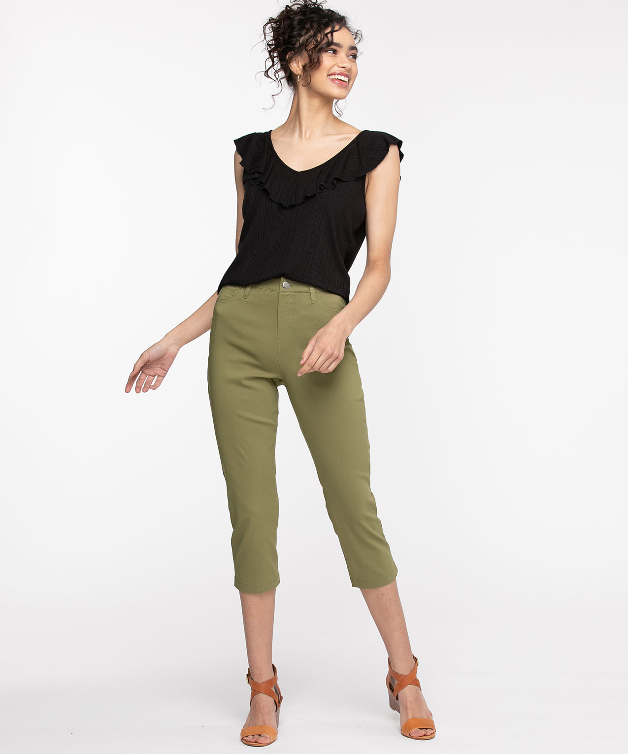 Microtwill Pull-On Crop Pant