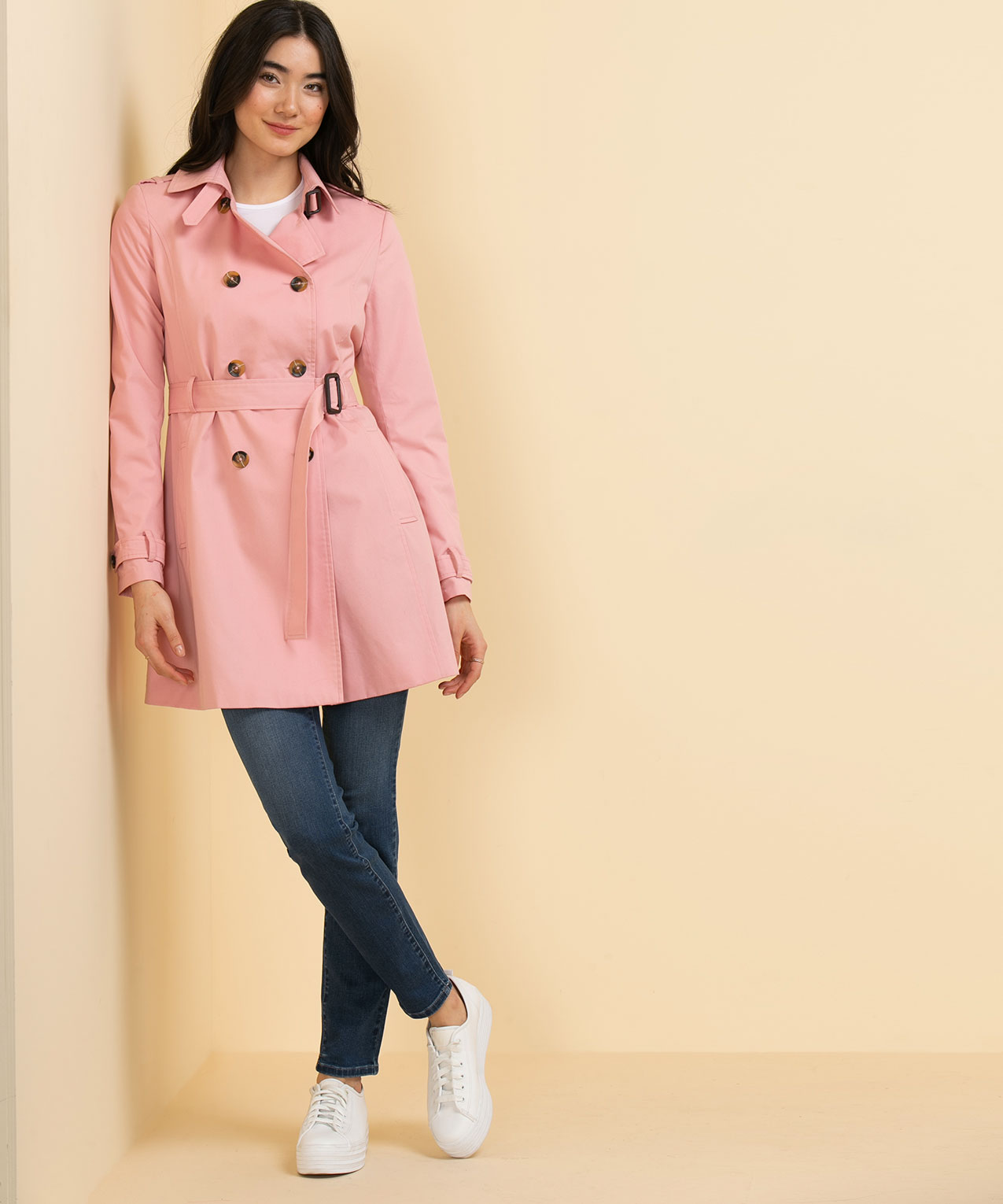 Belted Double Breasted Trench Coat