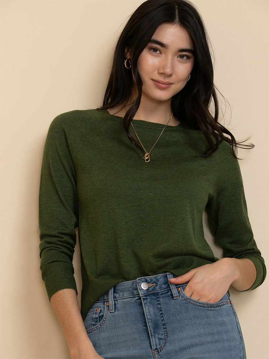 Cashmere Blend Crew Neck Sweater