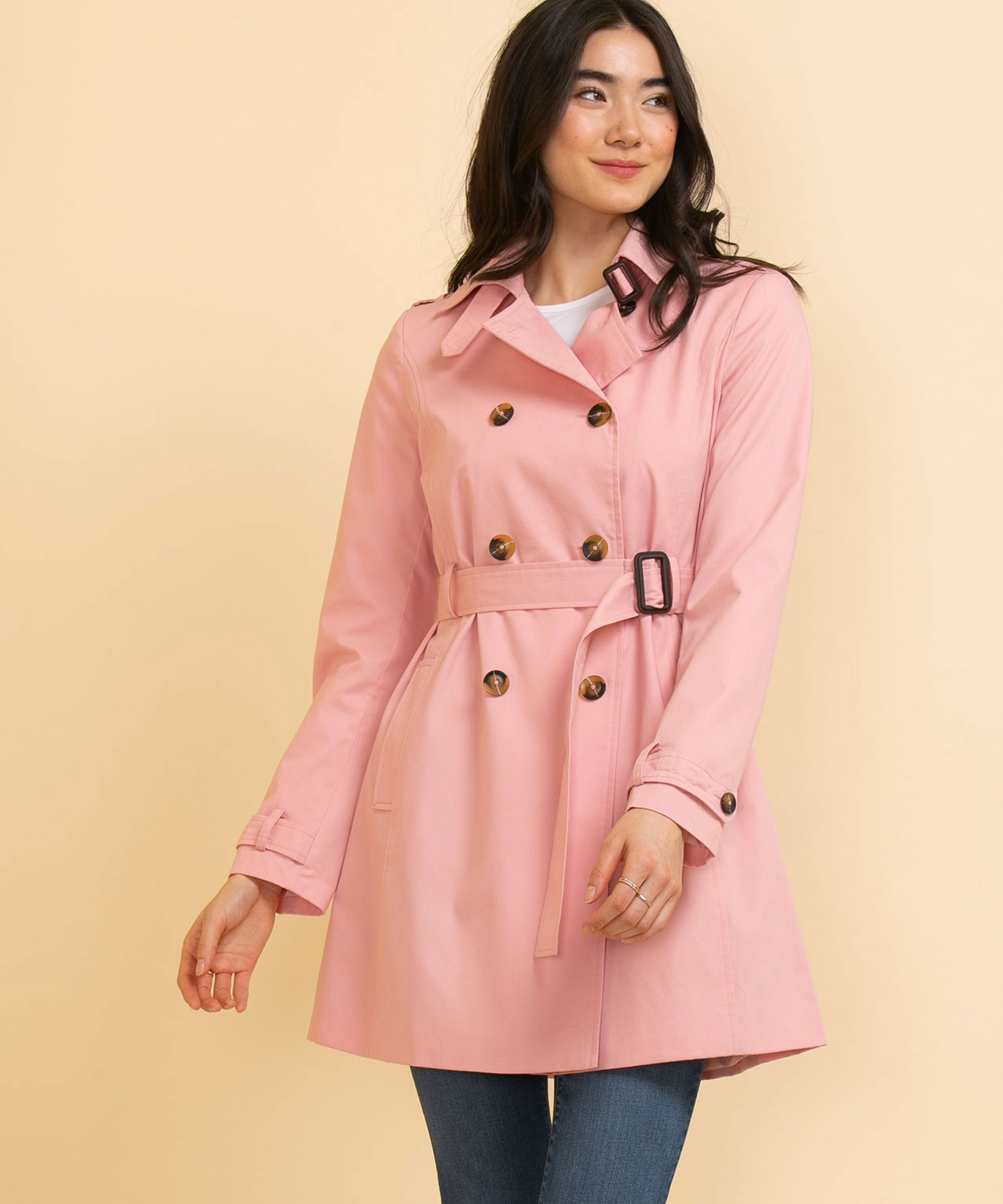 Belted Double Breasted Trench Coat