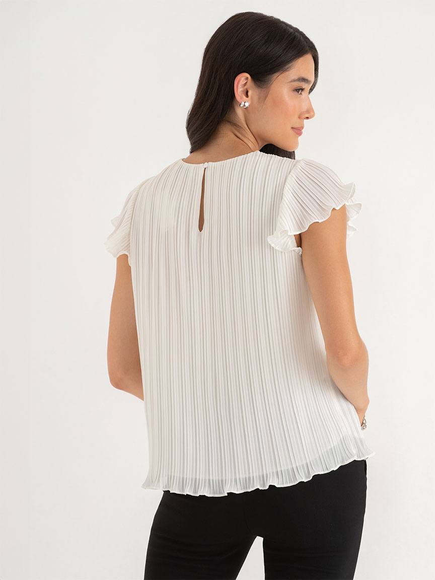 Short Sleeve Pleated Chiffon Blouse