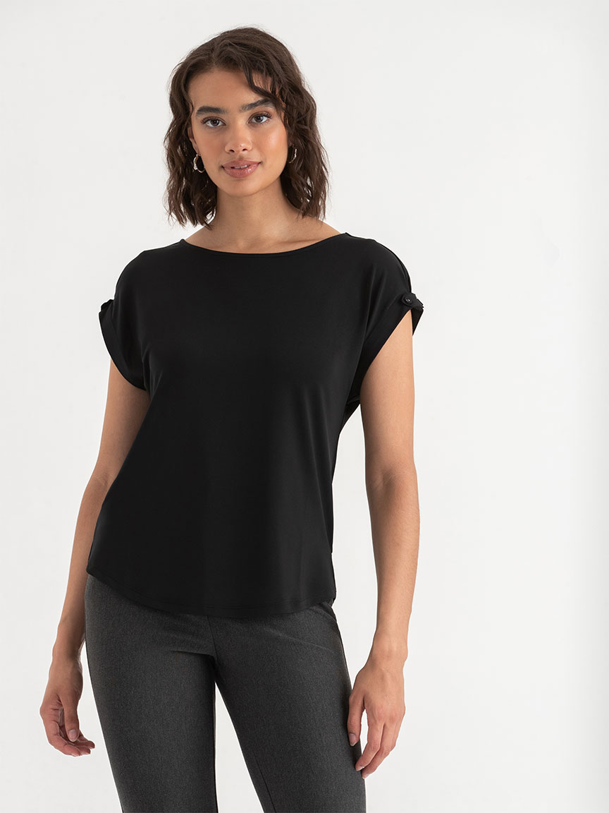 Sydney Scoop Neck Tab Sleeve Top