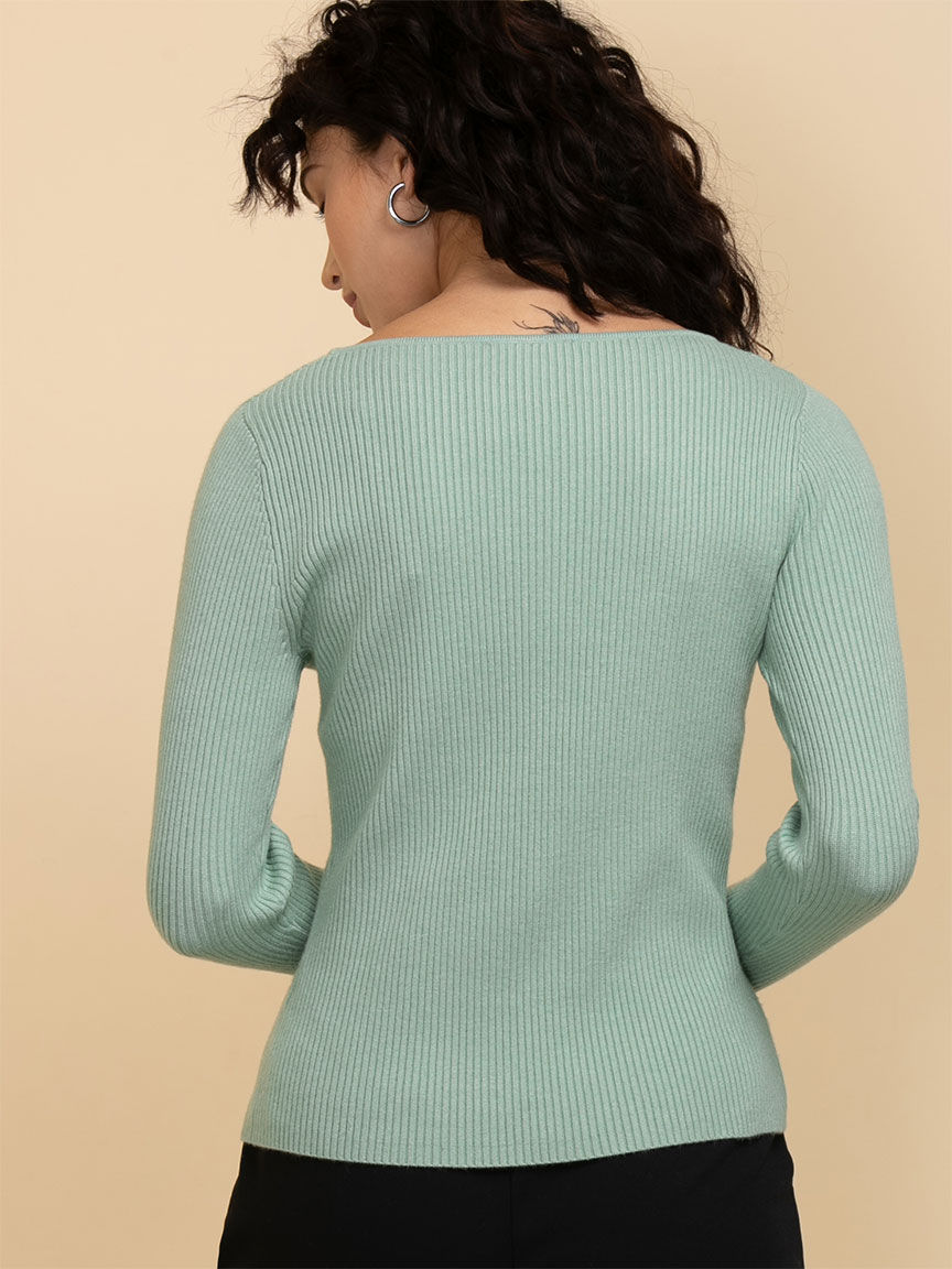 Ribbed Boat Neck Sweater