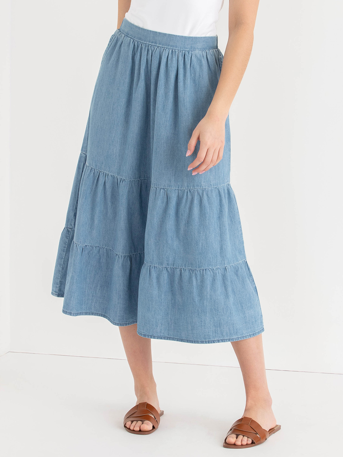 Tiered Denim Skirt