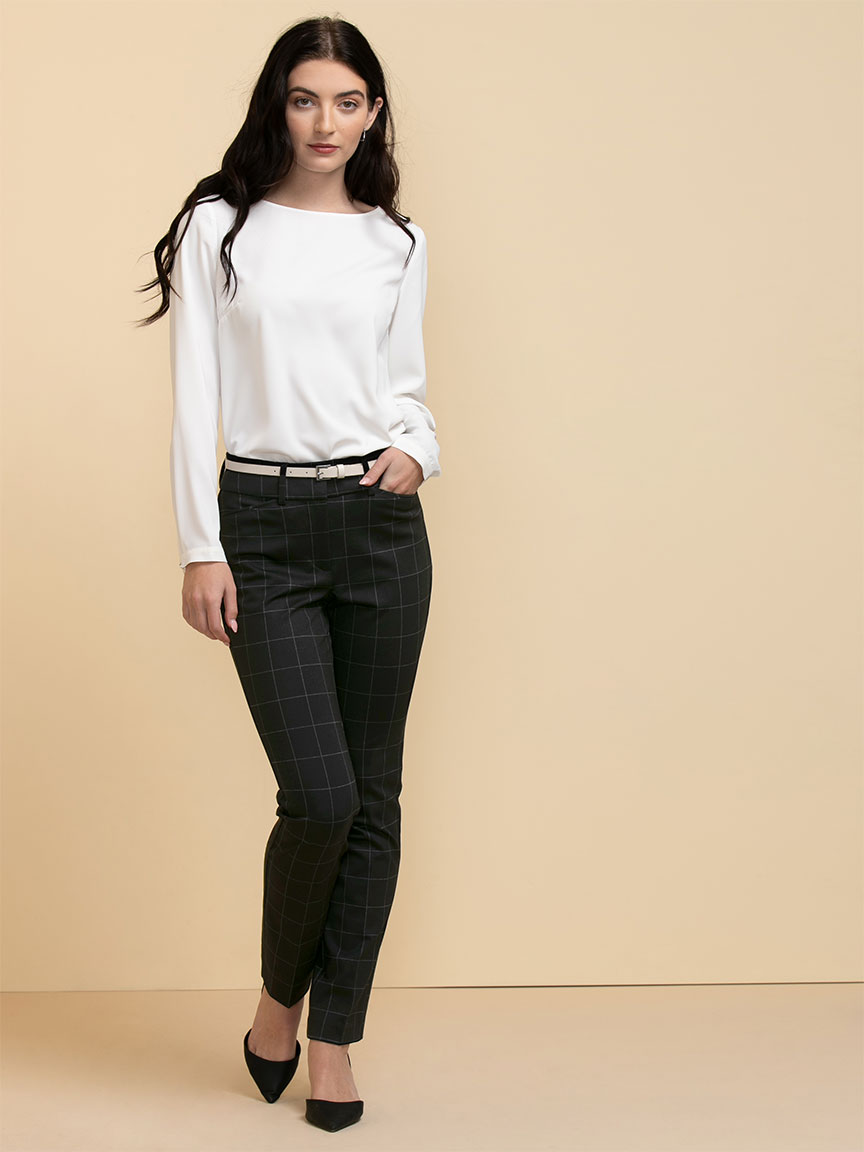 Spencer Straight Leg Pants Windowpane Luxe Ponte